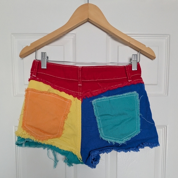 🎈Shein Multi-Colored Jean/Denim  Shorts With Frayed Edges - Picture 3 of 6